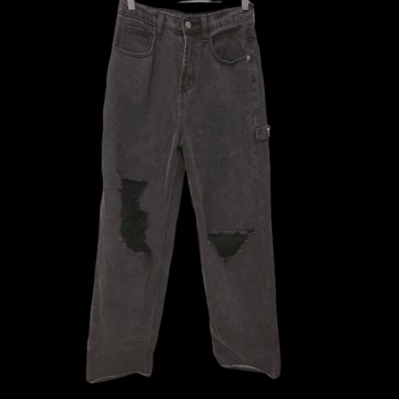 Black Distressed Oversized Pants - Picture 7 of 8